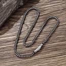 Vintage Oxidized Cool Sterling  Cuban Link Chain Necklace Stainless Steel Punk Rock Antique