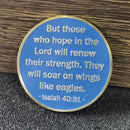 Christian Eagle Soar Challenge Coin - Strength Through Hope, Inspirational AA Sobriety Chip