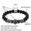 Pan-dora B Stone Skull Bracelet For Men Natural 8mm Matte Map Rock Beaded Braclet
